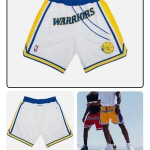 NBA Warriors White Blue Yellow Men's Basketball Shorts